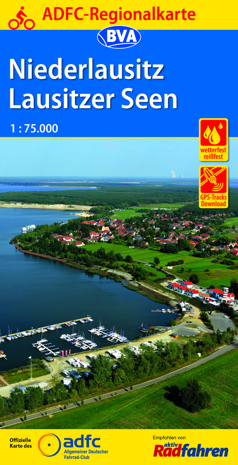 ADFC-Regionalkarte Niederlausitz Lausitzer Seen, 1:75.000, rei&szlig;- und wetterfest, GPS-Tracks Download