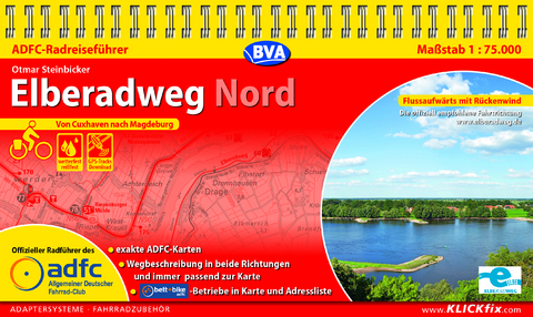 ADFC-Radreisef&uuml;hrer Elberadweg Nord 1:75.000 praktische Spiralbindung, rei&szlig;- und wetterfest, GPS-Tracks Download - Otmar Steinbicker