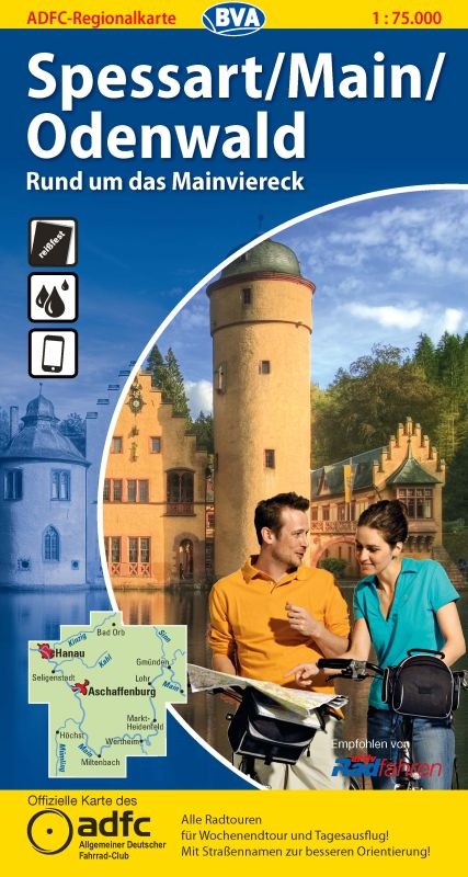 ADFC-Regionalkarte Spessart/Main/Odenwald mit Tagestouren-Vorschl&auml;gen, 1:75.000, rei&szlig;- und wetterfest, GPS-Tracks Download