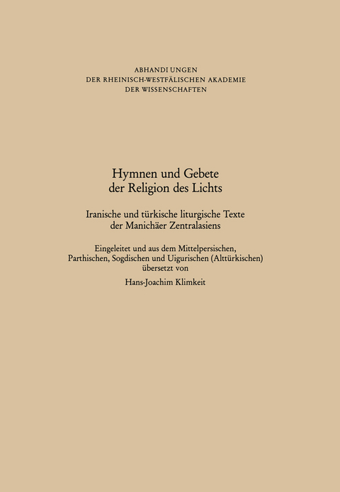 Hymnen und Gebete der Religion des Lichts - 