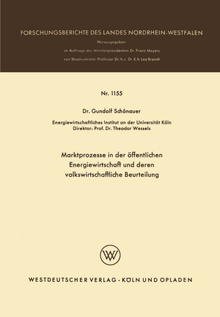 Marktprozesse in der öffentlichen Energiewirtschaft und deren volkswirtschaftliche Beurteilung