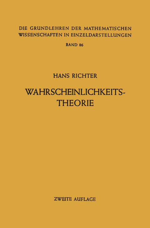 Wahrscheinlichkeitstheorie - Hans Richter