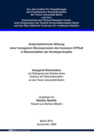 Antiarrhythmische Wirkung einer transgenen Überexpression des humanen CYP2J2 in Mausmodellen der Herzhypertrophie