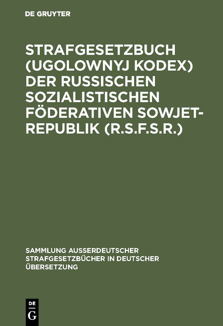Strafgesetzbuch der RSFSR vom 27.10.1960 in der Fassung vom 6.5.1963