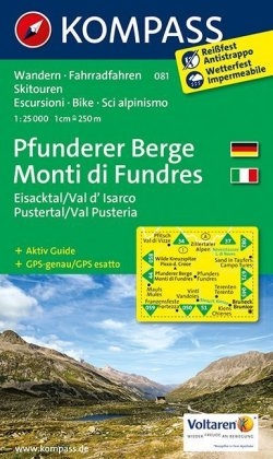 KOMPASS Wanderkarte Pfunderer Berge/Monti di Fundres, Eisacktal/Val d'Isarco, Pustertal/Val Pusteria