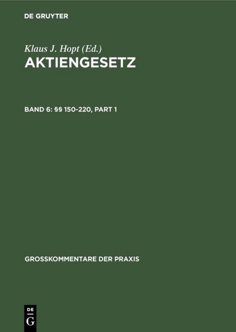 Aktiengesetz / &sect;&sect; 150-220 - 