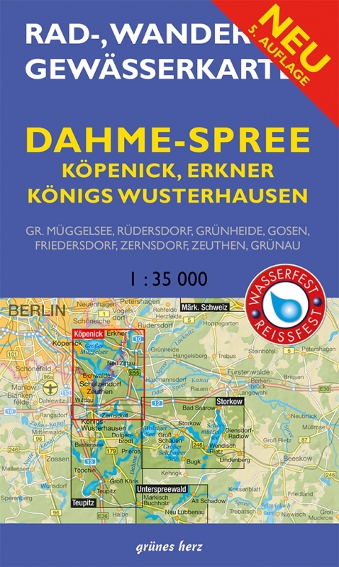 Rad-, Wander- und Gew&auml;sserkarte Dahme-Spree: K&ouml;penick, Erkner, K&ouml;nigs Wusterhausen