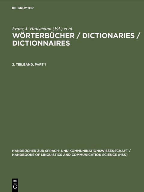 W&ouml;rterb&uuml;cher / Dictionaries / Dictionnaires / W&ouml;rterb&uuml;cher / Dictionaries / Dictionnaires. 2. Teilband - 