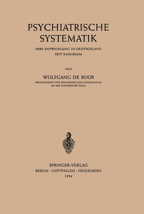 Psychiatrische Systematik - Wolfgang de Boor