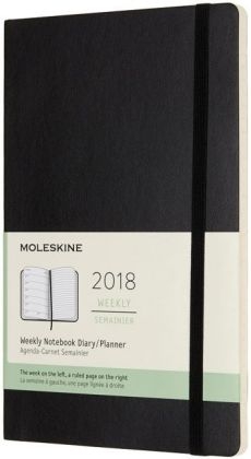 Moleskine 12 Monate Wochen Notizkalender 2018, L/A5, Soft Cover, Schwarz