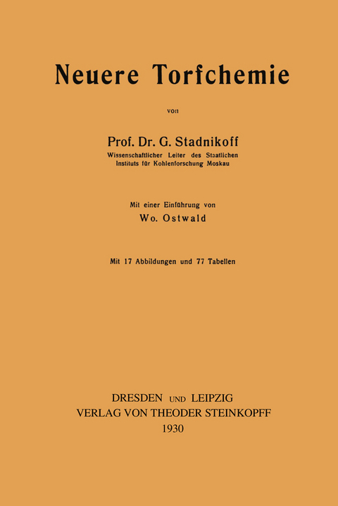 Neuere Torfchemie - G. Stadnikoff