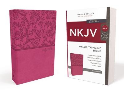 NKJV, Value Thinline Bible, Pink Leathersoft, Red Letter, Comfort Print - Thomas Nelson