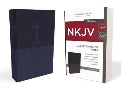 NKJV, Value Thinline Bible, Blue Leathersoft, Red Letter, Comfort Print - Thomas Nelson