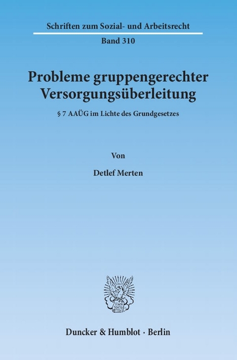 Probleme gruppengerechter Versorgungs&uuml;berleitung. - Detlef Merten