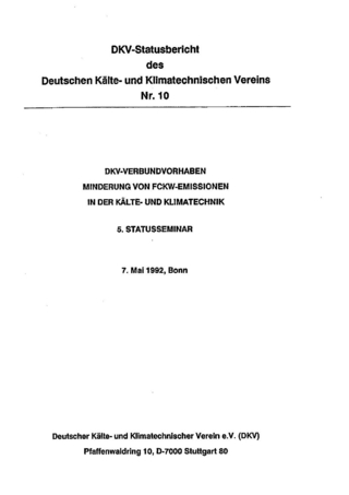 DKV-Verbundvorhaben - Minderung von FCKW-Emissionen in der Kälte- und Klimatechnik