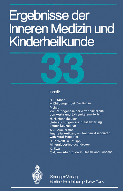 Ergebnisse der Inneren Medizin und Kinderheilkunde - 