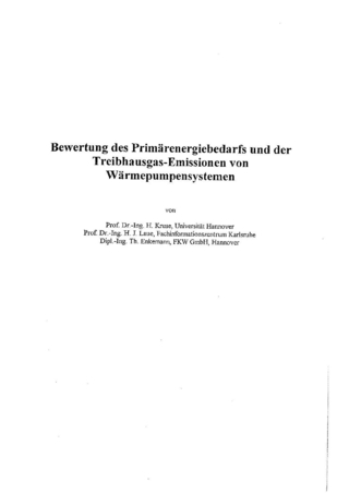 Bewertung des Primärenergiebedarfs und der Treibhausgas-Emissionen von Wärmepumpensystemen