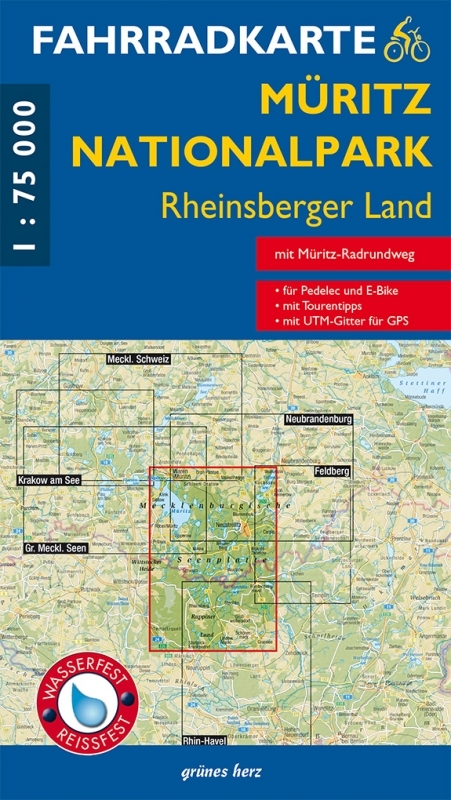 Fahrradkarte M&uuml;ritz-Nationalpark, Rheinsberger Land