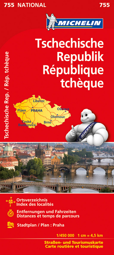 Michelin Karte Tschechische Republik. R&eacute;publique tch&egrave;que
