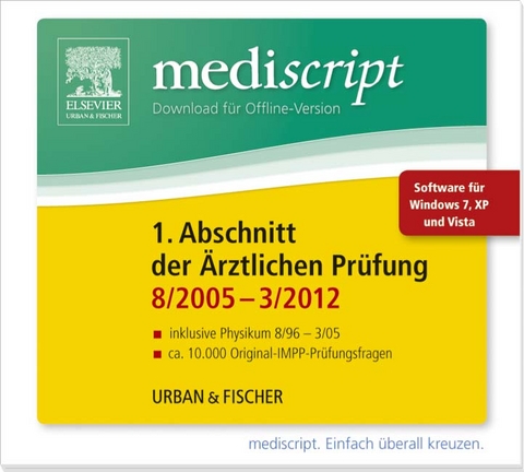 Mediscript 1. Abschnitt der &Auml;rztlichen Pr&uuml;fung 8/05-3/12 Download, inkl. Physikum 3/97-3/05 -  mediscript