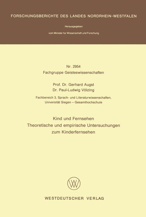 Kind und Fernsehen - Gerhard Augst