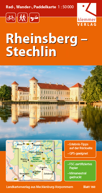 Rad-, Wander und Paddelkarte Rheinsberg - Stechlin - 