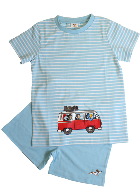 Globi Shorty Pyjama hellblau VW-Bus 134/140