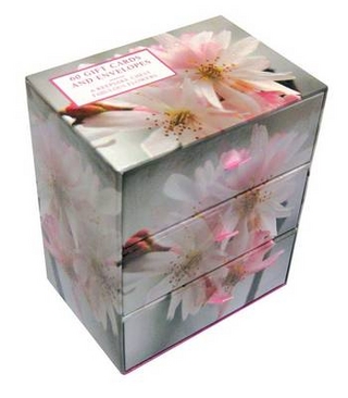 Three-drawer Card Box 60 Gift Cards and Envelopes: Fabulous Flowers