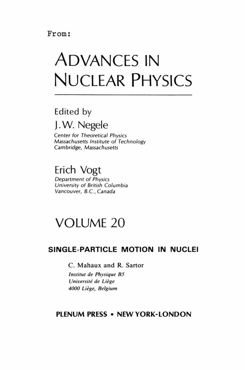 Advances in Nuclear Physics - 