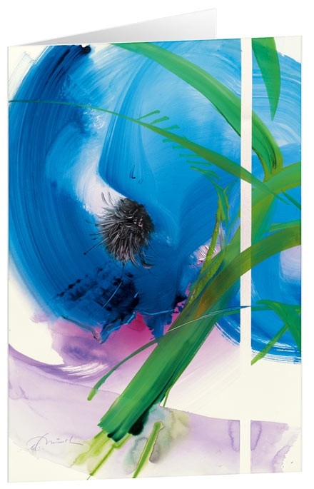 Blauer Mohn - Kunst-Faltkarten ohne Text (5 Stück) - 