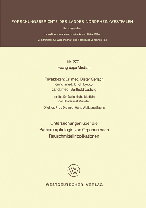 Untersuchungen &uuml;ber die Pathomorphologie von Organen nach Rauschmittelintoxikationen - Dieter Gerlach