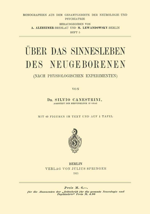 &Uuml;ber das Sinnesleben des Neugeborenen - Silvio Canestrini