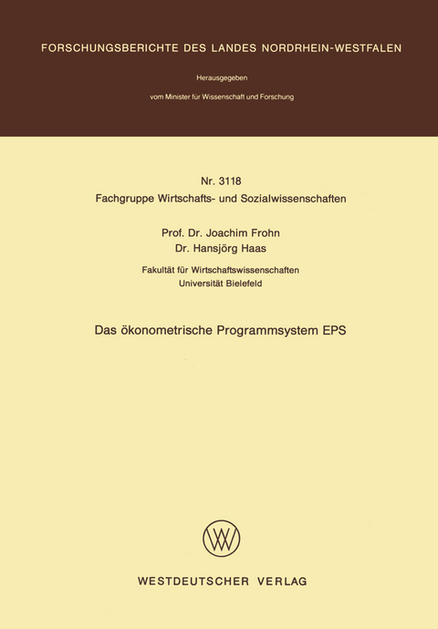 Das &ouml;konometrische Programmsystem EPS - Joachim Frohn