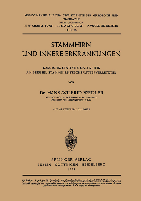 Stammhirn und Innere Erkrankungen - Hans-Wilfrid Wedler