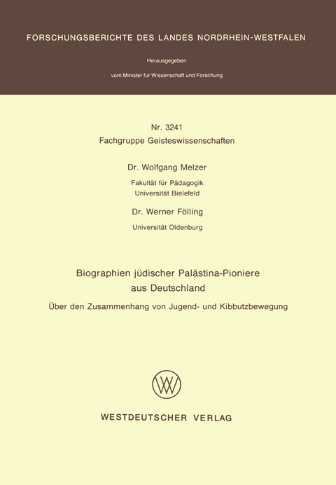 Biographien j&uuml;discher Pal&auml;stina-Pioniere aus Deutschland - Wolfgang Melzer