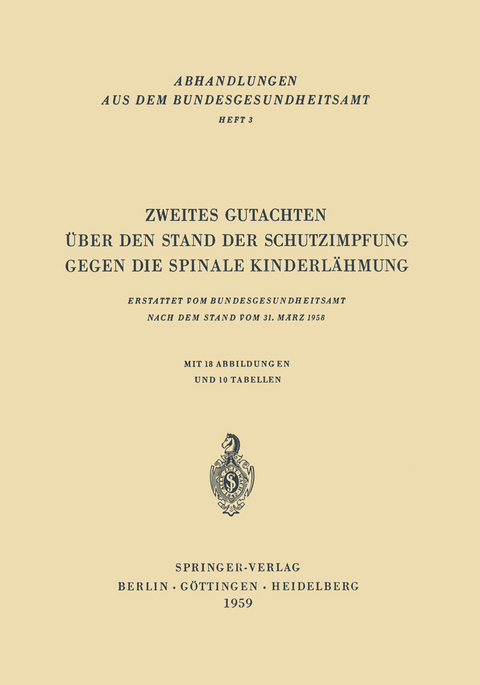 Zweites Gutachten &uuml;ber den Stand der Schutzimpfung gegen die Spinale Kinderl&auml;hmung - H. Brandenburg, Liselotte Gr&uuml;tzner, K. Heicken, H. Pichl, W. Uecker, R. Herrmann, Hansj&uuml;rgen Raettig, G. Godgl&uuml;ck, K.-E. Gillert, Ernst Meier, W. Anders