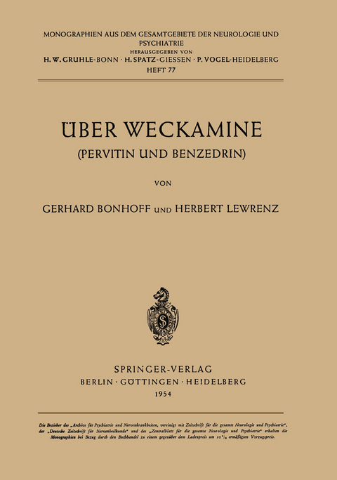 &Uuml;ber Weckamine - G. Bonhoff, H. Lewrenz
