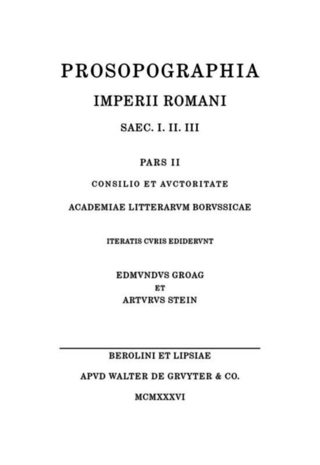 Prosopographia Imperii Romani Saec I, II, III / [C]