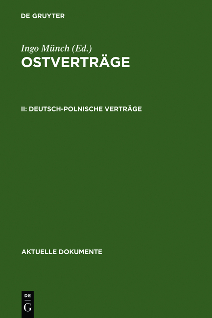 Ostvertr&auml;ge / Deutsch-polnische Vertr&auml;ge - Ingo M&uuml;nch
