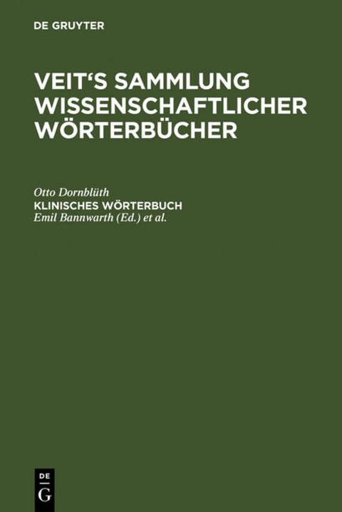 Klinisches W&ouml;rterbuch - Otto Dornbl&uuml;th
