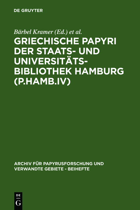 Griechische Papyri der Staats- und Universit&auml;tsbibliothek Hamburg (P.Hamb.IV) - 