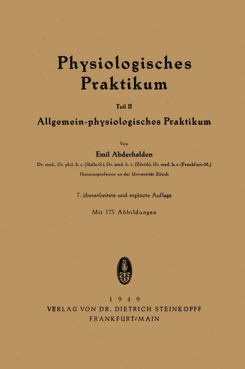 Physiologisches Praktikum - Emil Abderhalden