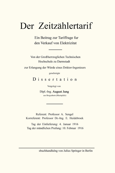 Der Zeitz&auml;hlertarif - August Jung