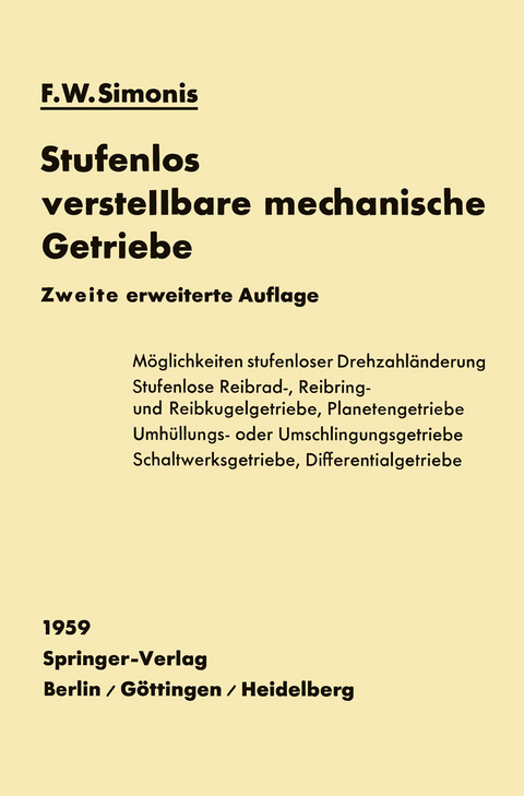Stufenlos verstellbare mechanische Getriebe - Friedrich W. Simonis
