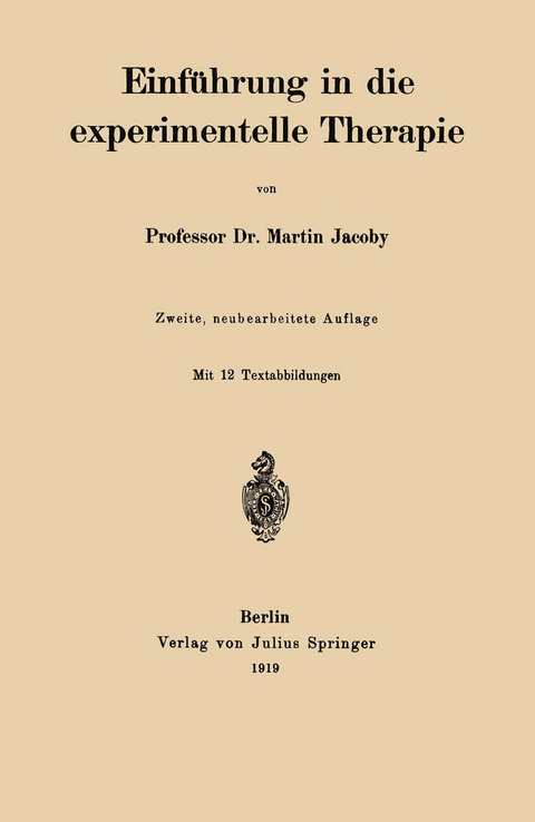 Einf&uuml;hrung in die experimentelle Therapie - Martin Jacoby