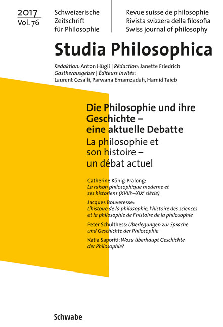 Die Philosophie und ihre Geschichte &ndash; eine aktuelle Debatte / La philosophie et son histoire &ndash; un d&eacute;bat actuel - 