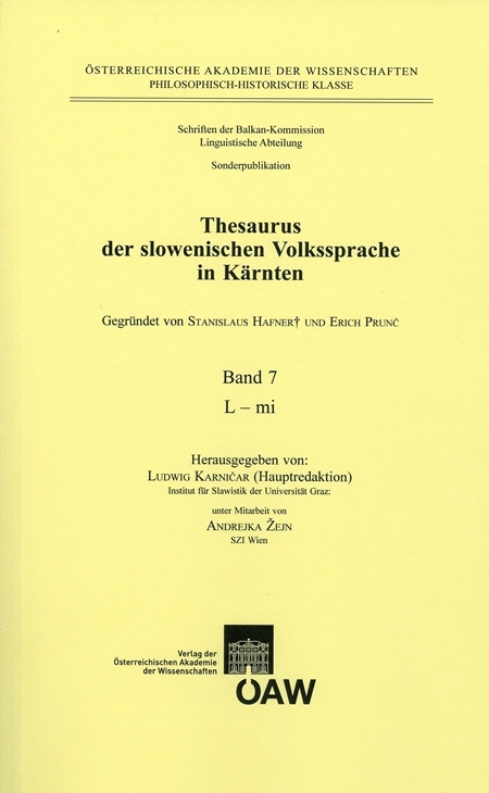 Thesaurus der slowenischen Volkssprache in K&auml;rnten / Thesaurus der slowenischen Volkssprache in K&auml;rnten. Band 7: L -mi - 