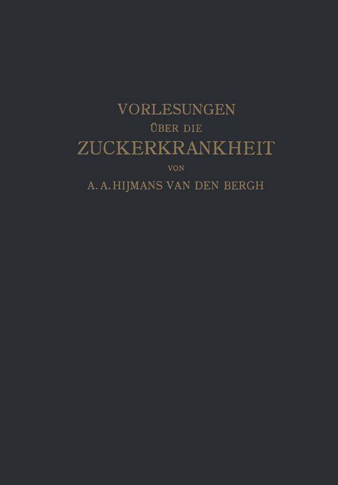Vorlesungen &uuml;ber die Zuckerkrankheit - Hijmans van den Bergh, Siegenbeek van Heukelom, NA de Jong, NA de Josselin, A. Haehner