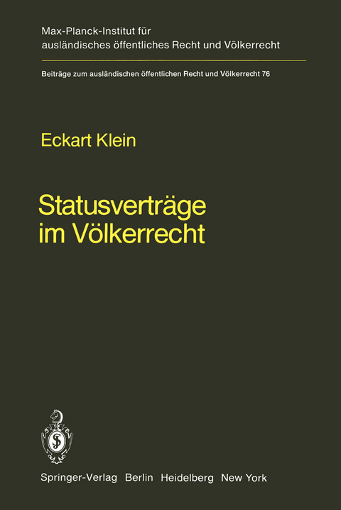 Statusvertr&auml;ge im V&ouml;lkerrecht - Eckart Klein