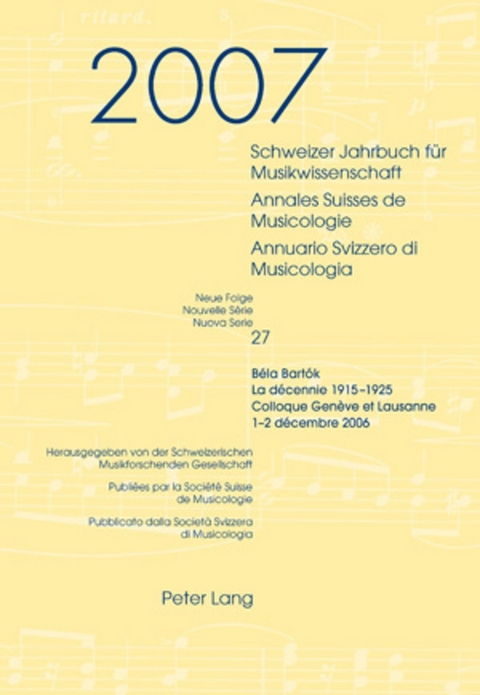 Schweizer Jahrbuch f&uuml;r Musikwissenschaft- Annales Suisses de Musicologie- Annuario Svizzero di Musicologia - 
